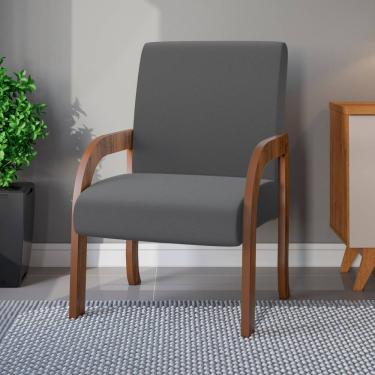 Imagem de Poltrona Decorativa Siggy Imbuia/Cinza - Casa Giulia