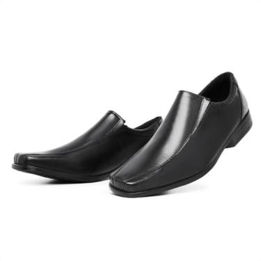 Imagem de Sapato Social Masculino Tamanho Especial Grande Elastico Bico Quadrado Sola Borracha Palmilha EVA Tamanho:46;Cor:Preto