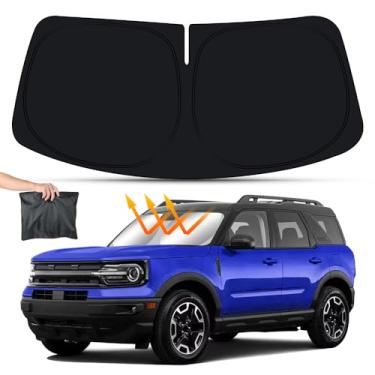 Imagem de LUNQIN Para-sol de carro para Ford Bronco Sport 2021 2022 2023 2024 acessórios interiores automotivos para-brisa dianteiro para-sol isolamento dobrável privacidade protetor refletivo guarda-sol