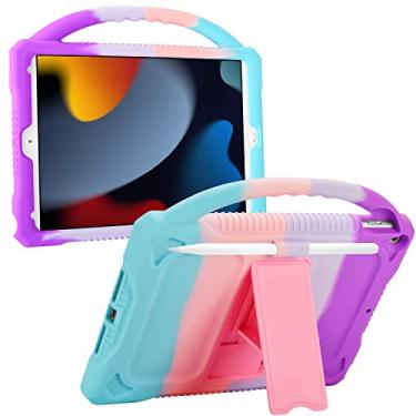Imagem de Capa infantil para iPad 10.2 2021/2020/2019, iPad 9ª 8ª 7ª geração para crianças, capa protetora de silicone premium JOGUIIA com suporte para Apple iPad 10,2 polegadas modelo (multicolorida)