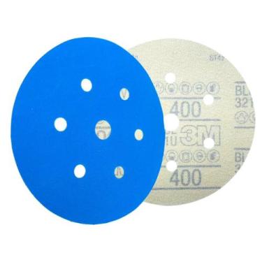 Imagem de Disco Hookit Lixamento A Seco Abrasivo 3M Blue 321U Grão 400 7 Furos