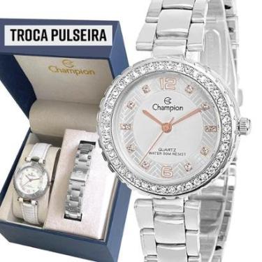 Imagem de Relógio Feminino Champion Prata Troca Pulseira Analógico-Feminino
