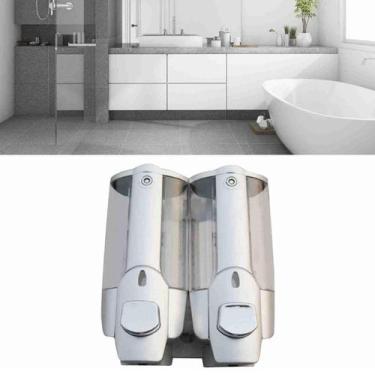 Imagem de Dispenser Duplo Sabao Liquido Shampoo Alcool Gel Loja Shopping Hotel B