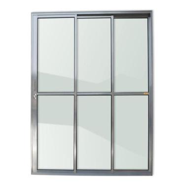 Imagem de Porta de Alumínio de Correr 210x150cm 3 Folhas 1/3 com Vidro Liso Anod