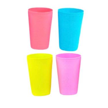 Imagem de Kit  com 4 Copos de Plástico 250ml - Diversas Cores - COP-82 - ds