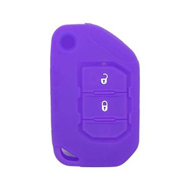 Imagem de SEGADEN Capa protetora de silicone compatível com JEEP Wrangler JL Gladiator JT 2 botões flip controle remoto chaveiro CV4762 roxo profundo