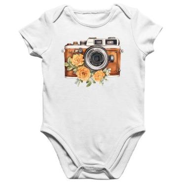 Imagem de Body Bebê Algodão Máquina Fotográfica Vintage e Flores - Foca na Moda,