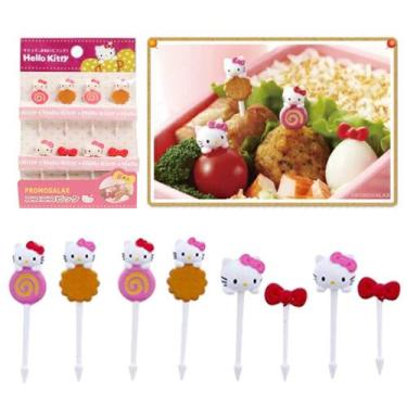 Imagem de Mini garfos palitos infantis p/lanche H.E.LL.O.K.I.TT.Y -8Pç - PromoGa