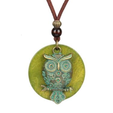 Imagem de JAOYU Colares boêmios para mulheres, colar de couro, pingente de madeira, gargantilha longa, marrom, círculo, boho, joia hippie, One Size, Couro sintético, Sem Pedra Preciosa