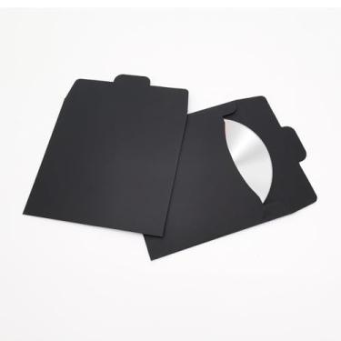 Imagem de 50 peças capas de CD envelope de papel Kraft preto, envelope de papelão DVD, capa de caixa de armazenamento de papel de CD 12,7 x 12,7 cm