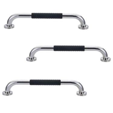 Imagem de Barra de Apoio Inox 60cm Suporte Antiderrapante Acessibilidade Kit 3 u