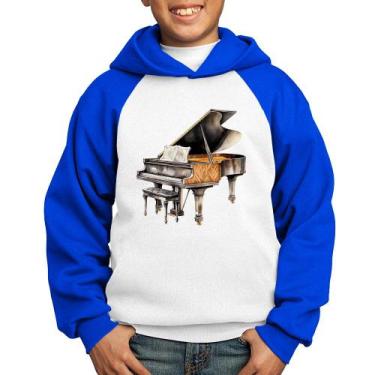 Imagem de Moletom Infantil Piano Arte - Foca na Moda, Branco, Azul, 8