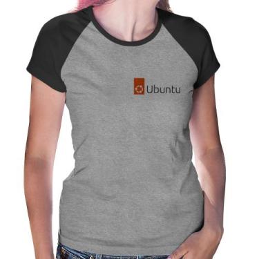 Imagem de Baby Look Raglan Ubuntu Linux - Foca na Moda, Cinza, Preto, GGG