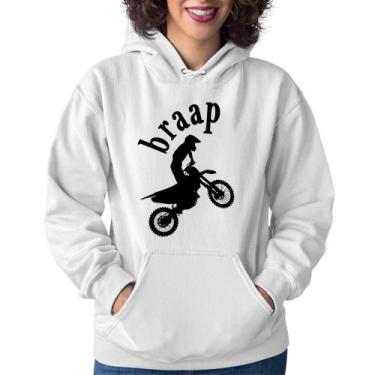 Imagem de Moletom Feminino Motocross Braap - Foca na Moda, Branco, GG