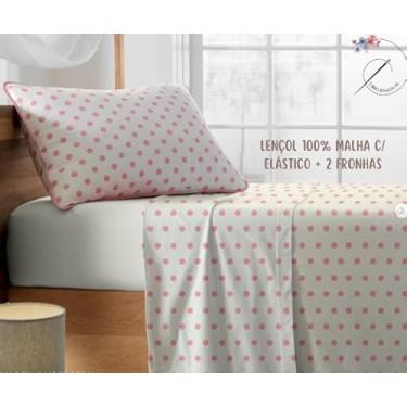 Imagem de Jogo de Lençol Casal Com Elástico Malha 100% Algodão 03 Pçs (King (1,98/2,03cm), Bolinhas)