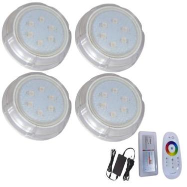 Imagem de Kit 4 Hiper LED Piscina 9W RGB Policarbonato Alvenaria - Brustec