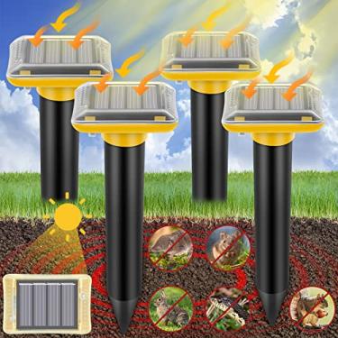 Imagem de Repelente ultrassônico de toupeira ao ar livre, repelente de toupeira movido a energia solar para gramado, armadilhas à prova d'água para matar toupeiras para quintal, repele eficazmente esquilos,