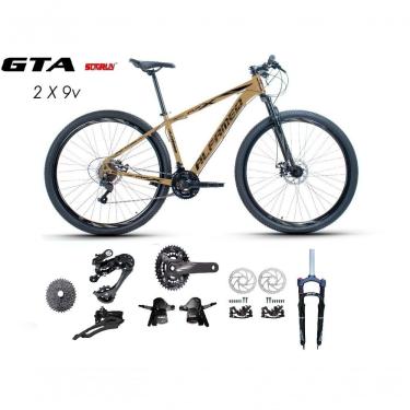 Imagem de Bicicleta Aro 29 Alfameq Afx Kit 2x9 Gta Sunrun Freio Disco K7 11/36 Pedivela 24/38d Garfo Com Trava - Marrom Tam.19