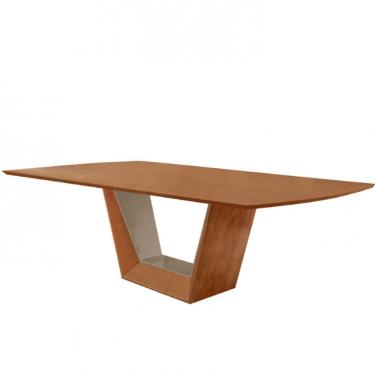 Imagem de Mesa Para Sala De Jantar Rubi 220cm Moderna Mobília Cinamomo Com Champanhe-cinamomo Imbuia