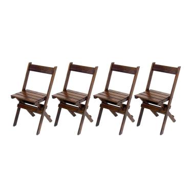 Imagem de Jogo Com 4 Cadeiras Dobráveis Em Madeira Maciça - Imbuia - Marrom
