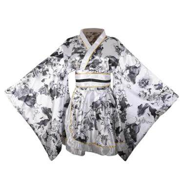 Imagem de Quimono feminino curto sexy fantasia adulta estampa de gueixa japonesa vestido de festa de Halloween vestido chique com cinto, nº 98, branco, G