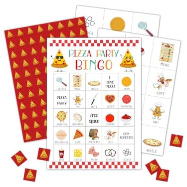 Imagem de HUQIL Pizza Bingo Party Games with 24 Players, Pizza Party Time, Birthday Party Games Card, Family Activities Bingo Cards for Women Men Birthday Party Supplies, Party Favors Gifts for Friends - FS179
