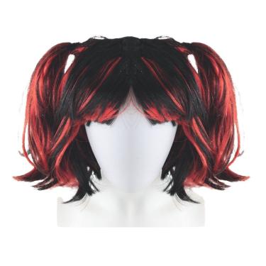 Imagem de Peruca Gótica Preto Vermelho Luxo Maria Chiquinha