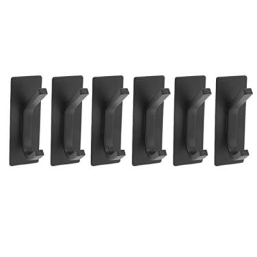 Imagem de Gancho Esparadrapo Inoxidável do Gancho Adesivo de 6 Pces, Preto Duplo de Aço do Gancho de Toalha Fixado na Parede para a Roupa de Toalha