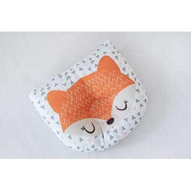 Imagem de Travesseiro Anatômico Bebê, Apoio de Cabeça com Estampas de Animais, 25x22cm, Fibra de Silicone (RAPOSA)