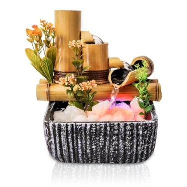 Imagem de Fonte Decorativa de Água - Chafariz Cascata Zen em Bambu com 3 Quedas