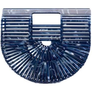 Imagem de Bolsas De Acrílico Sacos De Cesta Sacos De Malha à Mão Bolsas Ocas Bolsas De Praia Bolsas Femininas, Pearlescentblue, One Size