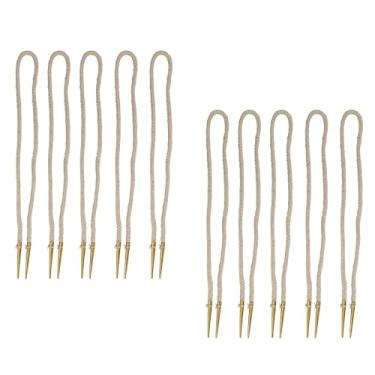 Imagem de Lord of Battles Aiglets de latão sólido com cordas de algodão, estilo medieval Aiglets para roupas DIY, acessórios, casacos, fantasias, Ecru - Conjunto de 10, 45 cm