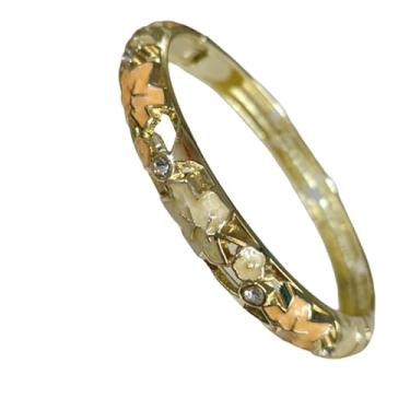 Imagem de Only My Live Home Pulseiras de punho articuladas com estrela esmaltada Cloisonne chinesa pequena para mulheres de pulso pequeno, joias étnicas a céu aberto, Inner Diameter 2.25 inch wide 0.31 inch