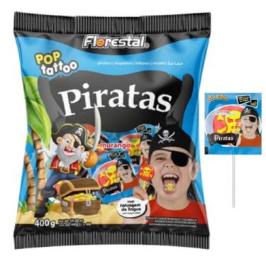 Imagem de Genérico, Pirulito Pop Tattoo Piratas 400g - Florestal