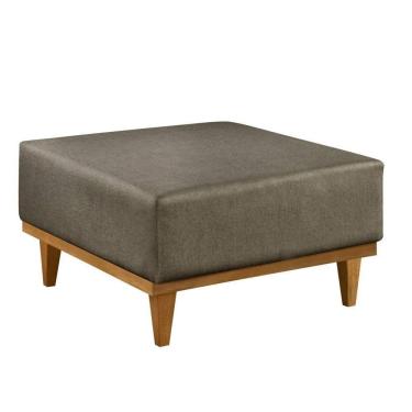 Imagem de Puff Luxo Corino Retangular Base Mesa Madeira Lar & Estilo Marrom