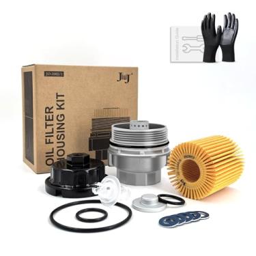 Imagem de Jiuj Kit de montagem 04152-YZZA1 Filtro de óleo com tampa de caixa de filtro de óleo 15620-31060, plugue de tampa 15643-31050, chave de filtro de óleo e arruela de trituração de óleo 90430-12031