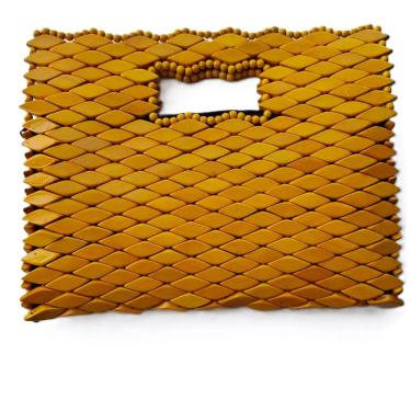 Imagem de Bolsa Madeira Retangular Amarela Alça Embutida Pequena 26cm