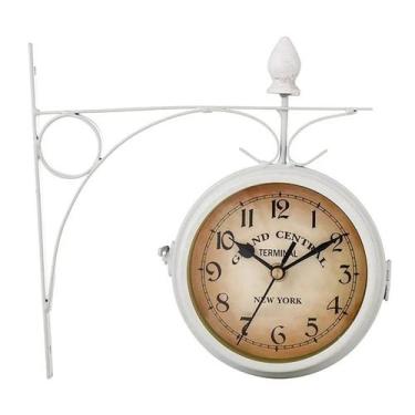 Imagem de Relógio Estação Dupla Face Retrô Decoração New York Branco - Gici Deco