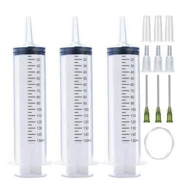 Imagem de Seringas descartáveis A AKRAF 150mL (pacote com 3) com tubo de 150 cm 