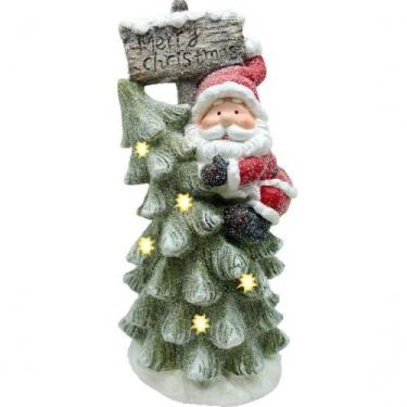 Imagem de Estatueta Natalina Papai Noel árvore Placa Leds Luzes 45cm - OUTRAS MA