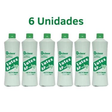 Imagem de LUTEX KIT c/ 06 Acetona 500ml - Removedor de Esmalte a Base de Acetona