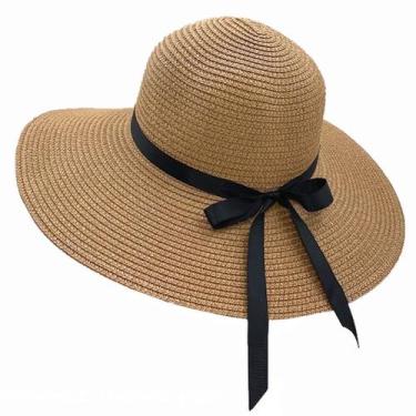 Imagem de Chapéu de palha com protetor solar BCOOSS Summer para senhoras - cáqui