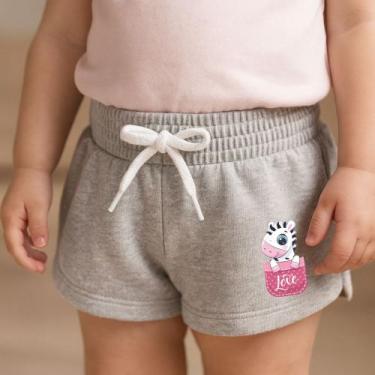 Imagem de Short Moletinho Infantil Feminino Estampado Zebra no Bolsinho Modernin