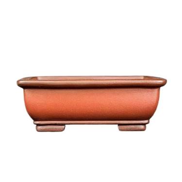 Imagem de Vaso de flores, vaso de flores de argila roxa, miniatura, bonsai, feito à mão, retangular, verde, vaso de plantas de 12 cm