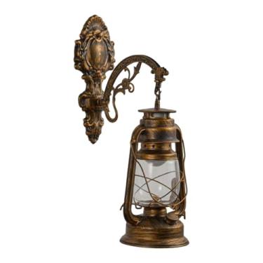 Imagem de Fenteer Luminária de parede de vidro com lanterna, luminária de parede para iluminação interna de fazenda, lâmpada para mesa de cabeceira de jardim, banheiro, com Flor