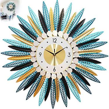 Imagem de Relógio de parede, arte moderna, relógios grandes de metal, relógio de parede colorido decorativo 3D com movimento silencioso, estilo boêmio, relógios de quartzo modernos, arte para sala de estar