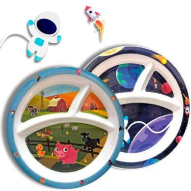 Imagem de Jogo 2 Pratos Infantil Baby com Divisórias para Meninos Kids - Sk