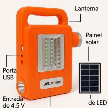 Imagem de Kit lanterna solar recarregavel led power bank lampada - Multicoisa da