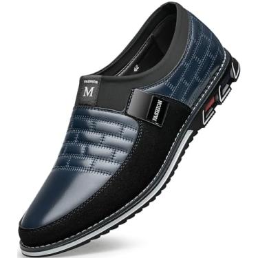 Imagem de Sapato social masculino, confortável, macio, de couro premium, moderno, casual, mocassins, escritório, Oxford, trabalho, condução, caminhada, tênis, Azul, 41