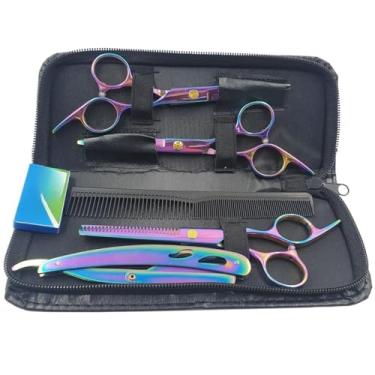 Imagem de Kit de ferramentas de barbeiro 3 tesouras profissionais, 1 navalha, caixa de ferramentas de barbeiro(Furta-Cor)